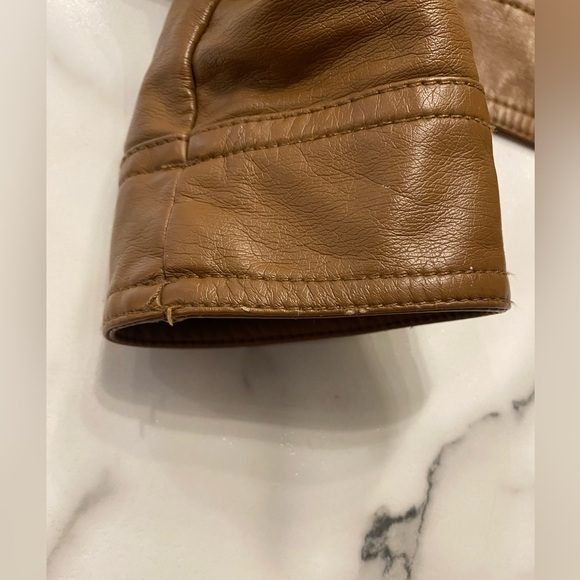 ONLY Brand faux leather biker jacket lined women’s Carmel colour - Picture 14 of 15